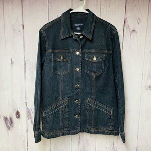 Jones New York Signature Denim Blue Jean Jacket Womens XL Button Front